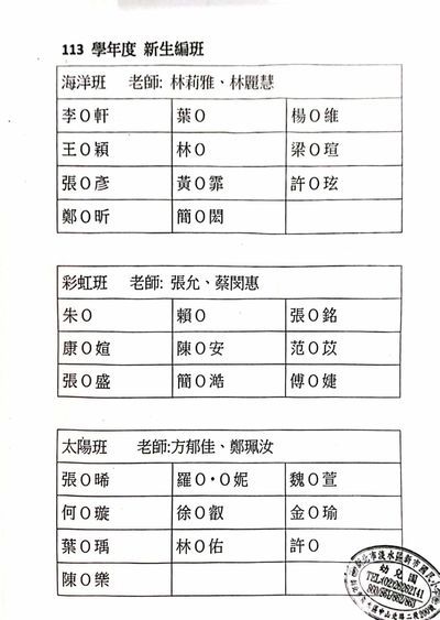 113學年度新市附幼編班公告圖片